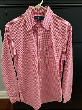 Ralph Lauren Red and White Gingham Button-Down Shirt